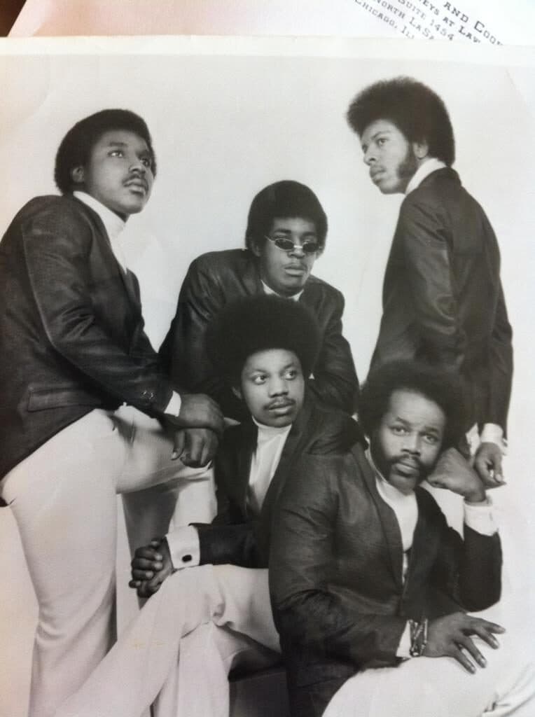 The 5 Wagers, Chicago soul group, in a black-and-white publicity photo
