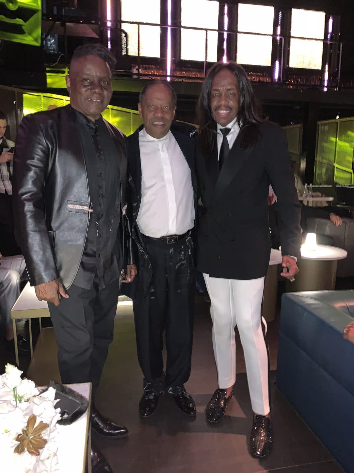 Lawrence Dopson with Philip Bailey and Verdine White of Earth, Wind & Fire